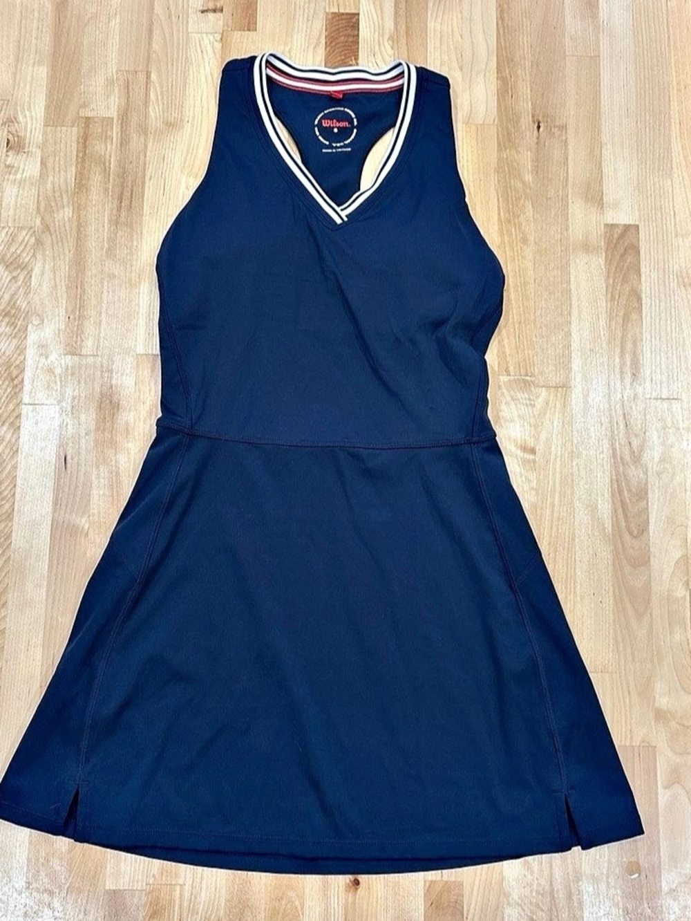 Wilson Tiebreaker Dress Navy Blue Lined Athletic Tennis V-neck White Trim Small